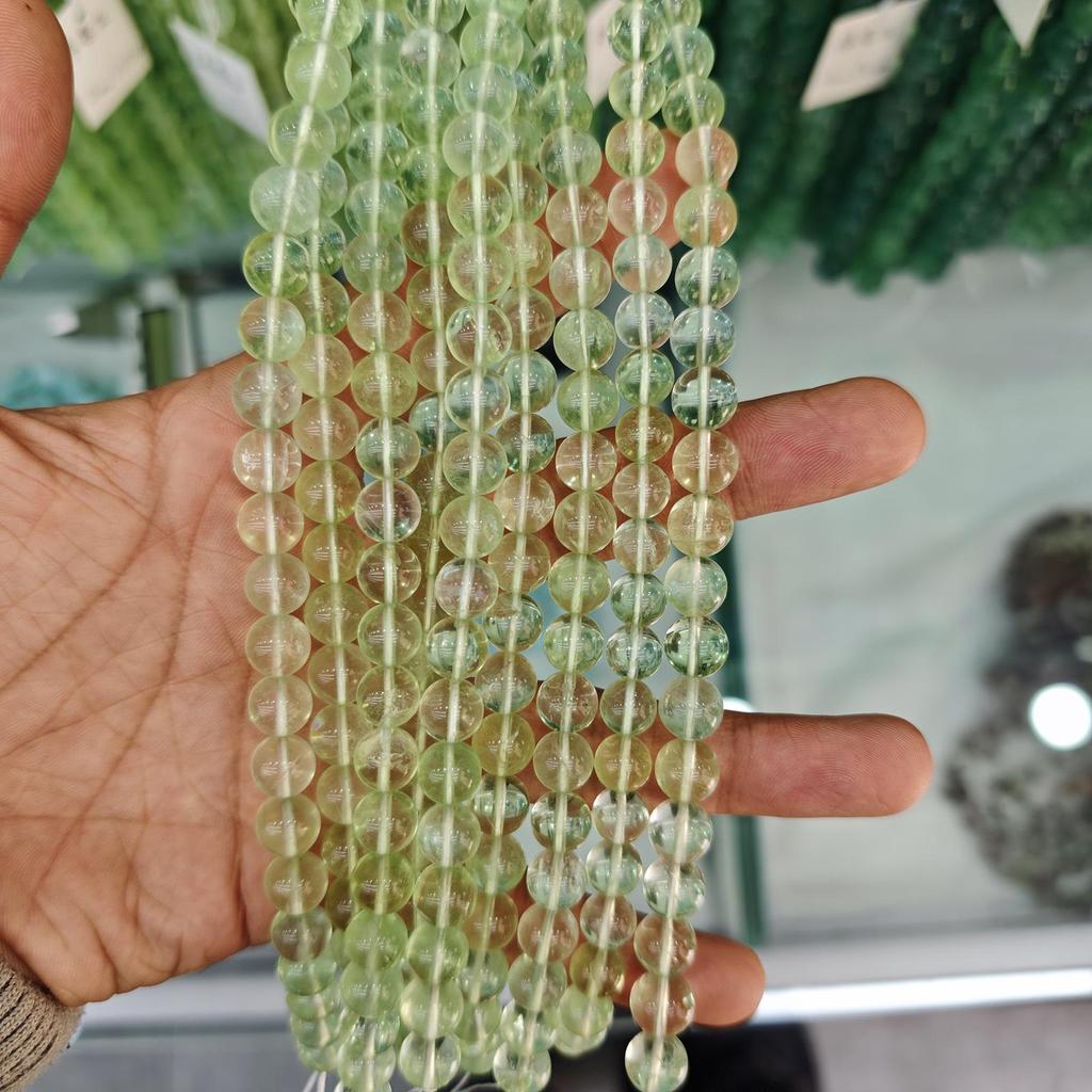 7A Natural Green Fluorite Round Bead Bracelet - Semi-finished DIY Jewelry Accessories, Loose String Beads, In Stock.