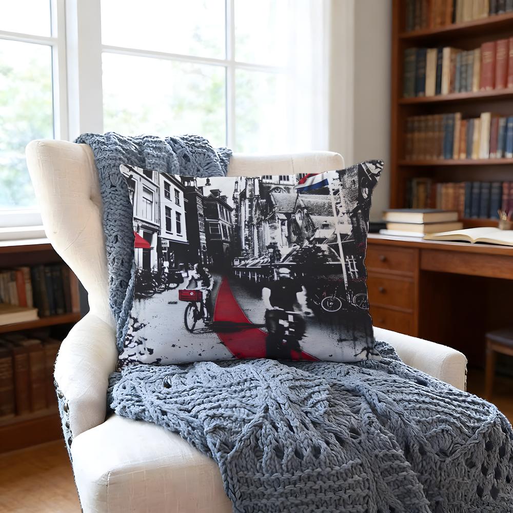 Dutchstreet Art Cushion Cover Anti-Dust Mite Short Plush Pillowcase - Invisible Zipper Silky Soft Sofa Cushion Cover