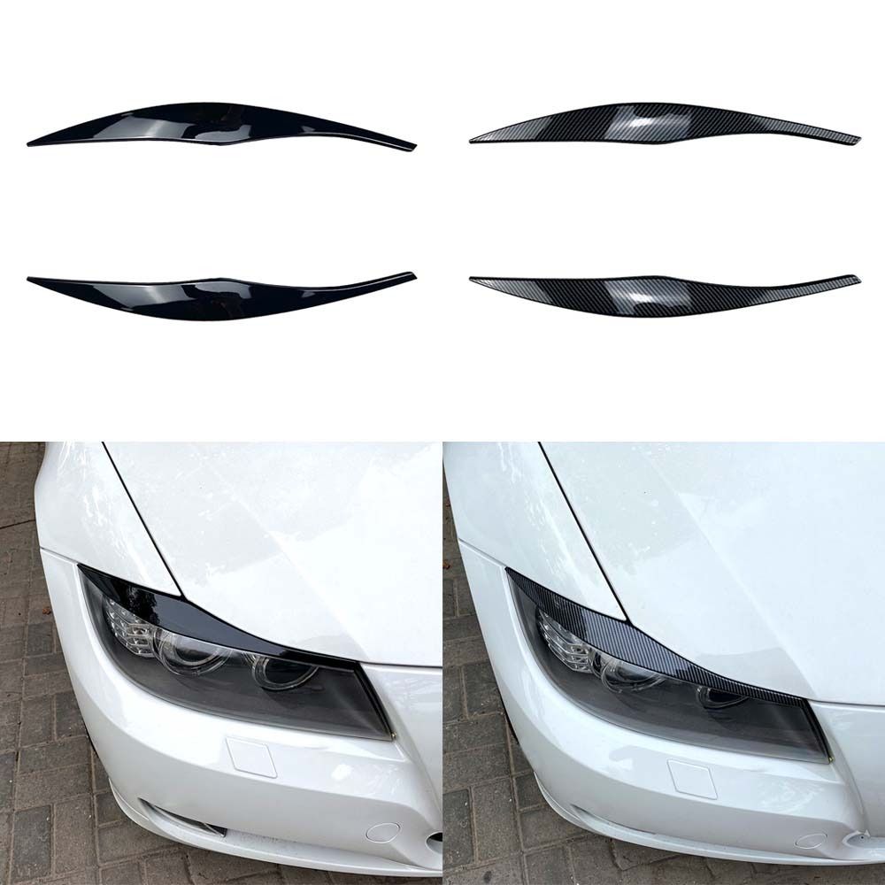 ABS Headlight Eyebrows Gloss Black Headlamp Hood Stickers for BMW 3 Series E90 E91 2005-2012