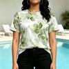 Damen T-Shirt mit kurzen Ärmeln, weich und bequem, frisches Blumenmuster, klar und sauber, lässig und vielseitig für den Alltag und das Wochenende