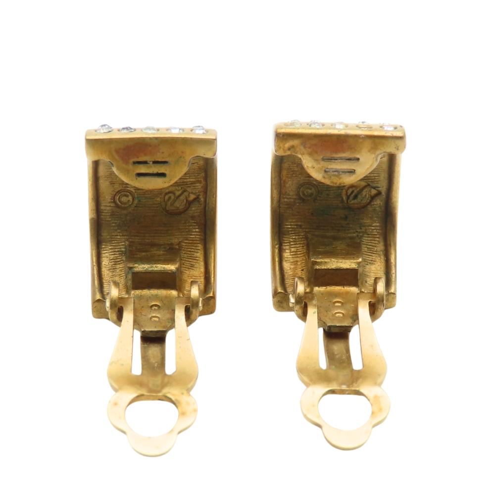Used SWAROVSKI Earring metal/Rhinestone 7.8g Gold Plating
