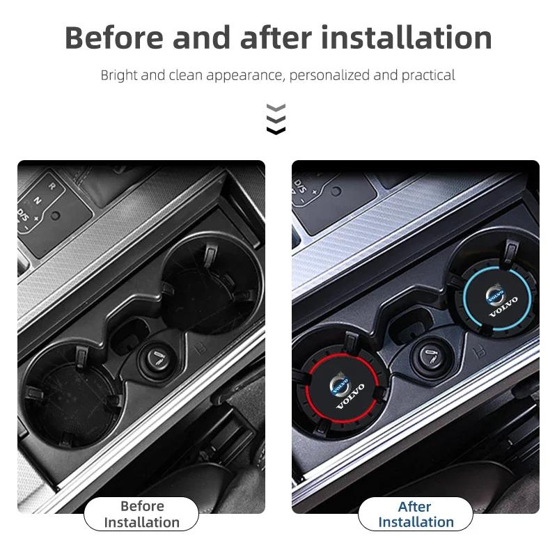 2Pcs Car Silicone Coaster Anti-Slip Water Cup Drink Mat For Volvo XC60 XC90 S60 V40 V50 V60 XC40 V70 V90 S90 S80 C30 S40 XV40