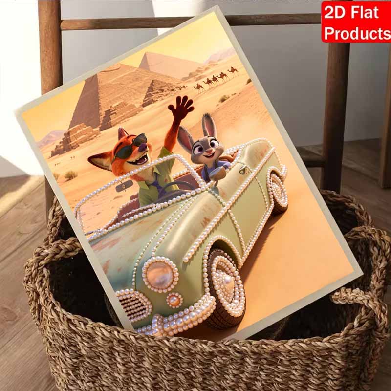Disney Pearl Painting Zootopia Nick and Judy Handmade DIY Pearl Gem Painting Pictures Crafts Special Shape Home Wall Decoration