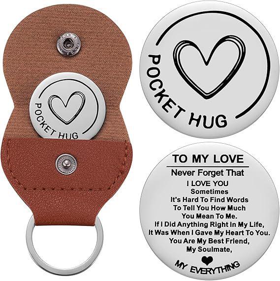 German Inspirational Lucky Charm Cross Keychain - Stainless Steel & PU Leather