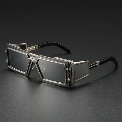 Metalowe Okulary Przeciwsłoneczne Steampunk dla Mężczyzn Kobiet Kwadratowe Modne Ochrona UV400 Luksusowa Marka Design Punkowe Okulary Outdoor