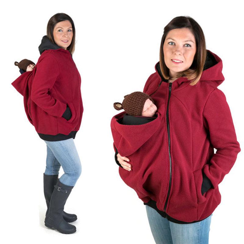 2025 Women's Autumn/Winter Hot-Selling 3-in-1 Multifunctional Mummy Kangaroo Hoodie Coat