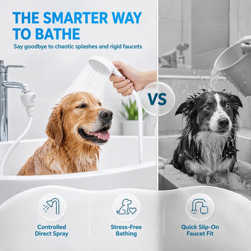 Push-On Design Pet Shower Spray Handheld Sprayer Spray Head Hose Pet Shower Head  For Pet Bathing