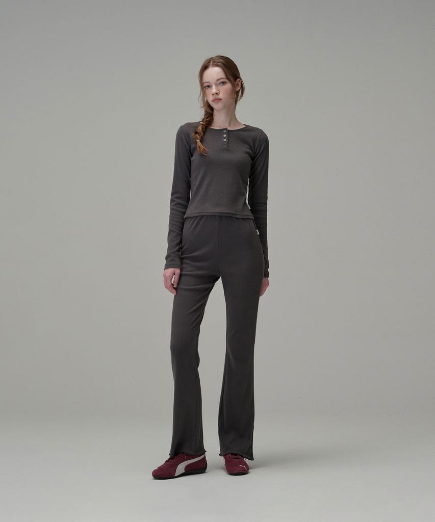 Une Cotton Side Button Point Pants_Charcoal