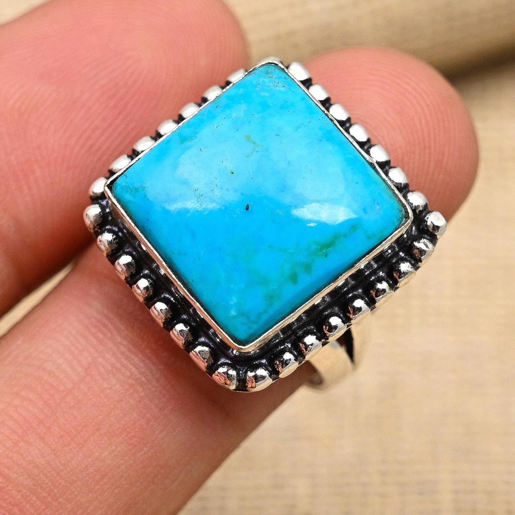 Dornröschen Türkis Edelstein handgemachter Schmuck 925 Sterling Silber Ring