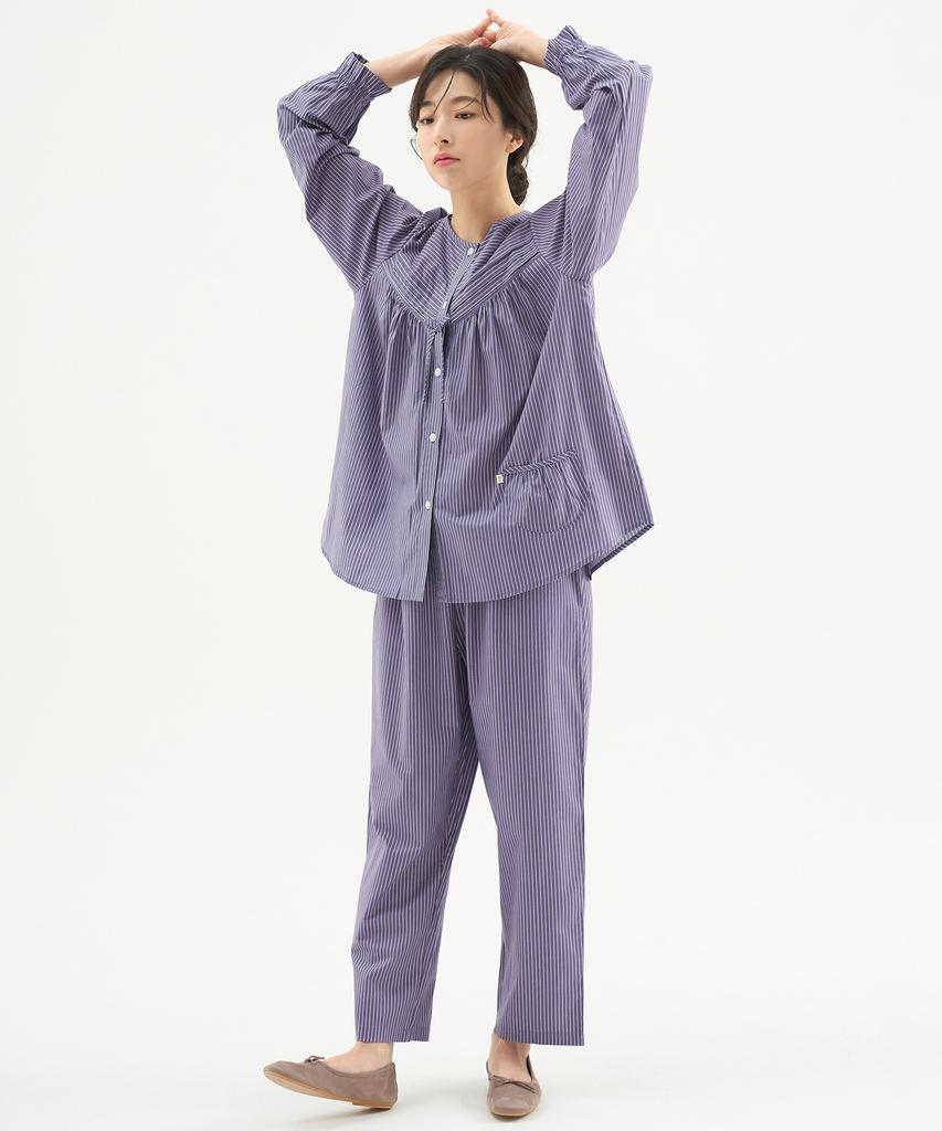 Meipeullawo Purple St Long Sleeve Pure Cotton Women'S Plus Size Pajama Set