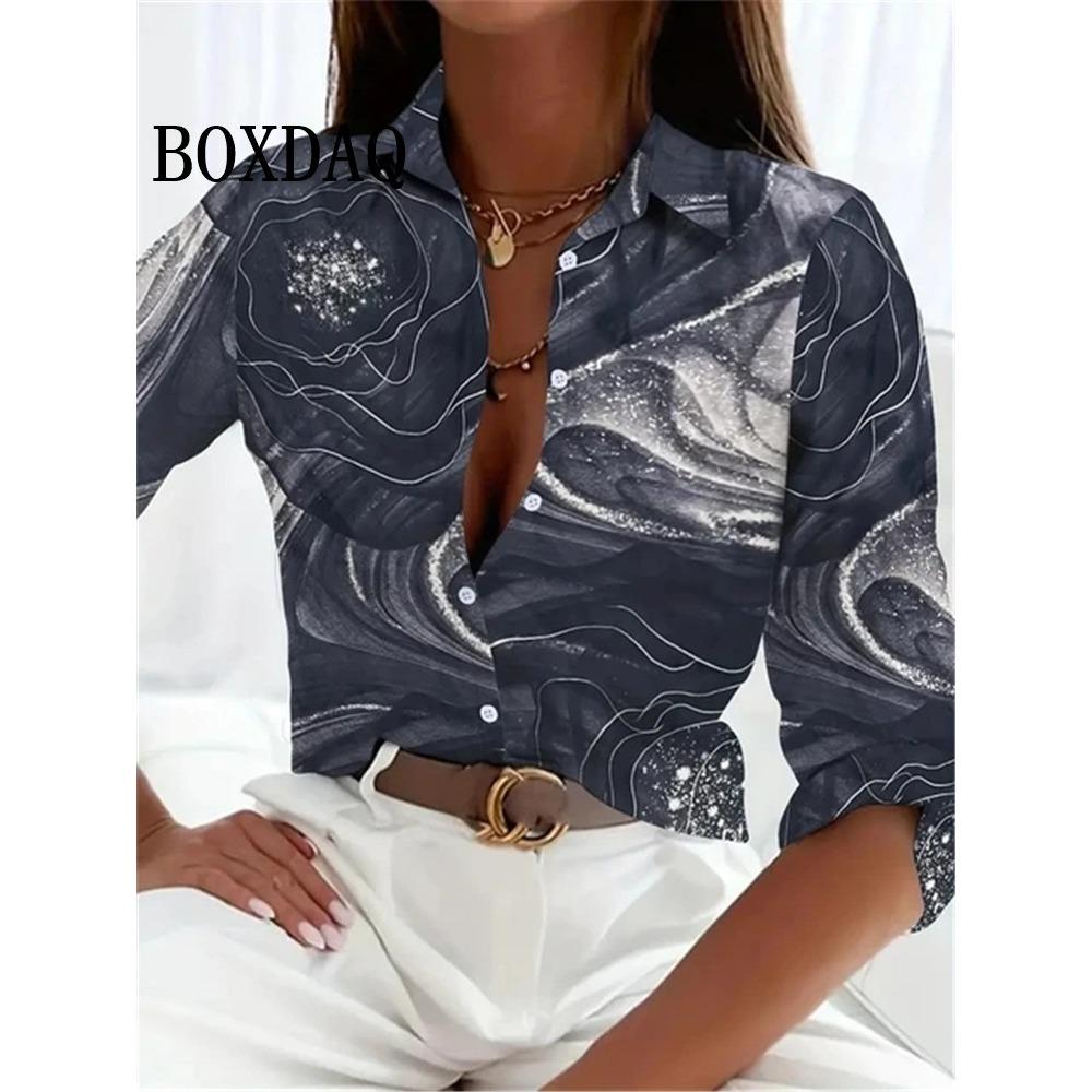 Leopard Print Pattern Lapel Button Women's Shirt 3D Printed Casual Fashion Long Sleeve Button Shirts New Spring Clothes Top