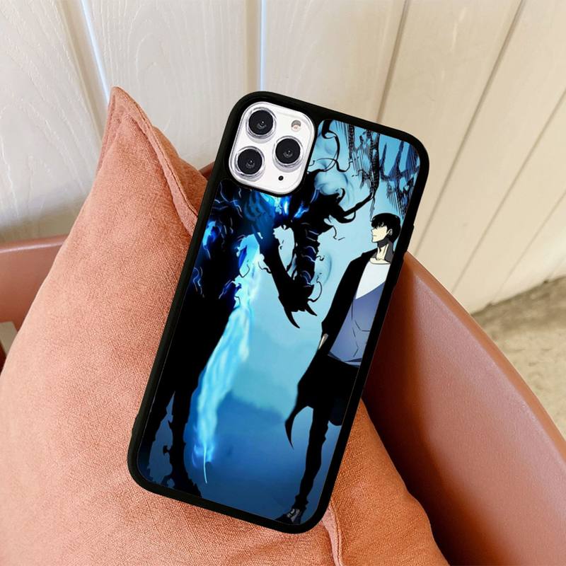 Anime Solo Leveling Handyhülle Silikon PC+TPU Hülle für iPhone 11 12 13 Pro Max 8 7 6 Plus X SE XR Hart Fundas
