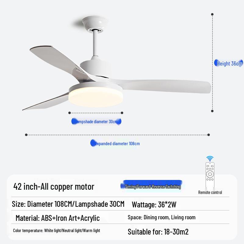 Nordic Industrial-Style Silent Ceiling Fan Chandelier for Home or Commercial Use