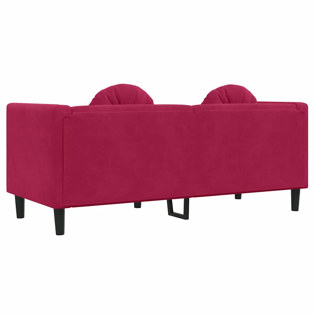 2 Seater Sofa with Cushions Burgundy Velvet
