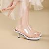 Krazing Pot Mules Microfiber Peep Toe Stiletto Thin High Heels Summer Shoes Size 44 Size 43 Women Sandals