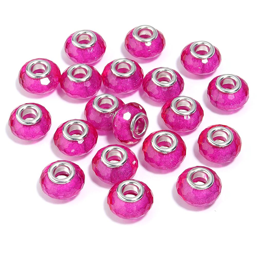 20pcs 14x9mm Resin Beads Multicolor Faceted Big Hole Loose Spacer Beads For Jewelry Making DIY Bracelets Keychain Accessories