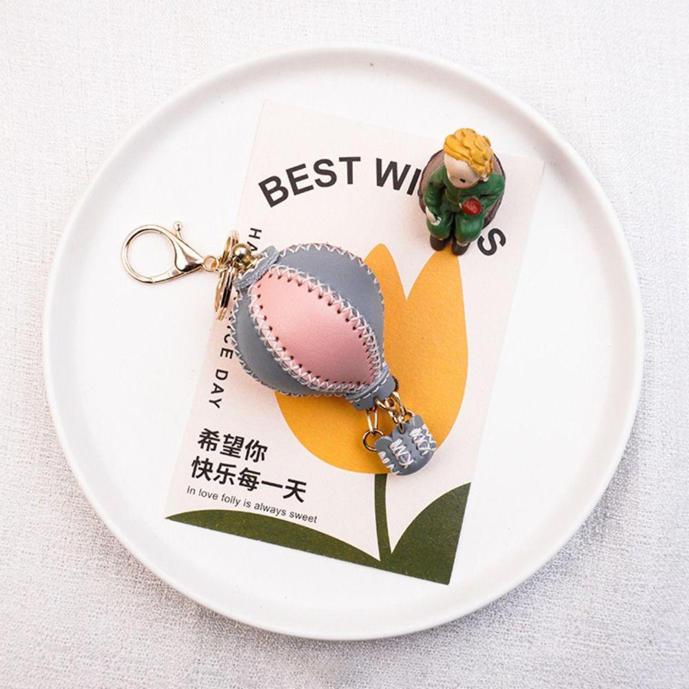 Leather Car Key Ring Hot Air Balloon Keychain Lanyard Phone Straps DIY Keychain  Unisex