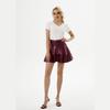 Qooth Elegant Women A Line Irregular PU Pleated Skirt Slim Mini Length Zipper Waist Casual Skirt QT2740