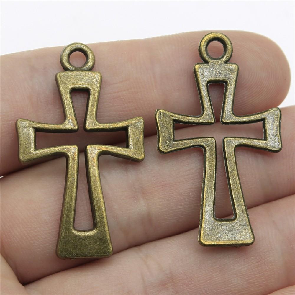 10pcs Charms Cross Antique Bronze Silver Color Pendants DIY Crafts Making Findings