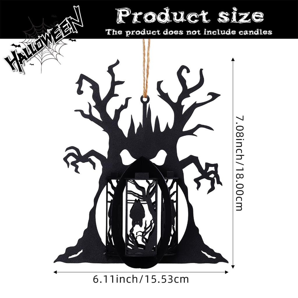 Halloween Metal Hollow Ghost Pumpkin Lantern Candle Holder Party Decor Hanging Lantern for Indoor Outdoor Display