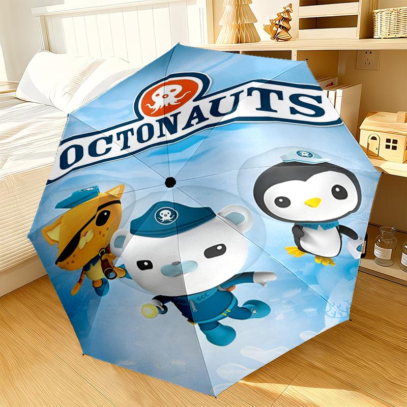 Octonauts Adventure Beyond Automatic Folding Umbrella - 8-Rib Travel Umbrella with Auto Portable Case, Ideal Gift for Birthdays