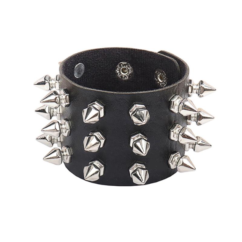 1 Stück Punk Goth Rock spitze Nieten Kegel Nieten Leder Manschette Armband Für Männer Hip Hop Frauen klobiges Armband Pulseras Schmuck