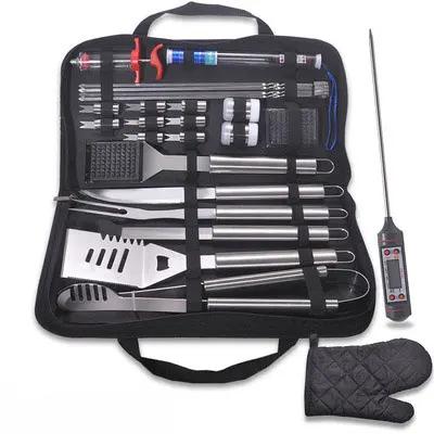 BBQ Tool Set, Portable Oxford Bag, Grilling Utensils, Stainless Steel Grill, Spatula Brush, Outdoor Barbecue Accessories