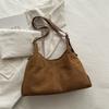 Große Kapazität Vintage Wildleder Textur Schultertasche mit oberem Griff für Damen Herbst Winter Einfach Vielseitig Pendler Handtasche