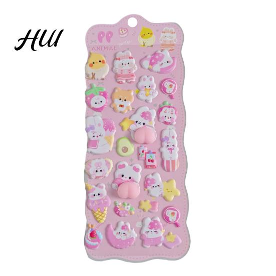 Sticker Basteln für Anfänger Niedlich 3D Puffy Kawaii Blasen Schaumstoff Sticker Puff Squishy Abnehmbar Bär Hase Handyhülle Notizbuch Scrapbooks DIY