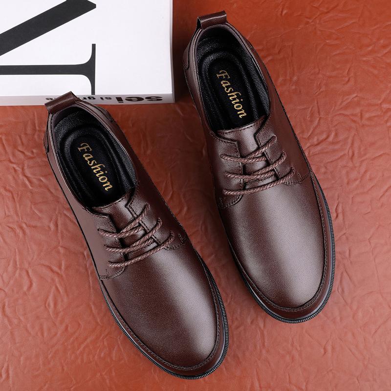 Classic Mens Real Leather Shoes New Trend All-match Dress Shoes Male Breathable Casual Shoes Soft Business Genuine Leather Shoes