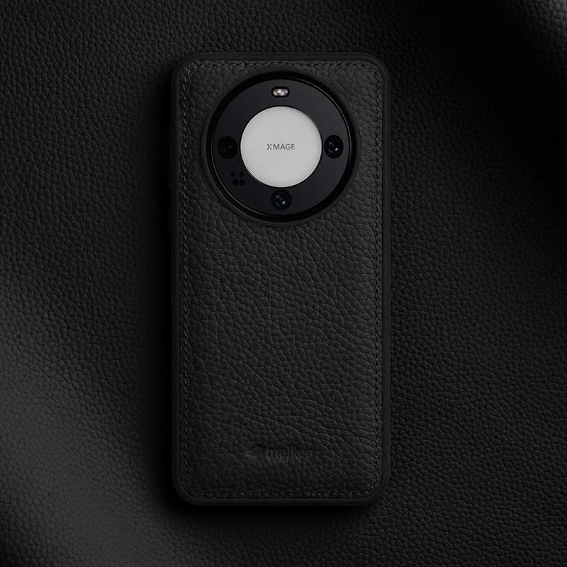 Melkco Genuine Cowhide Leather Case for Huawei Mate 60 Pro Plus Mate 60 Silicone Bumper Camera Protective Shockproof Back Cover