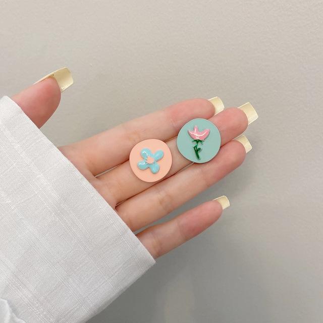 Koreanische Schlichte Muschel Kamelienrose Blume Ohrclips Ohrringe Kein Piercing Retro Kleine Gänseblümchenblume Clip-On Ohrringe Kein Gepierctes Ohr