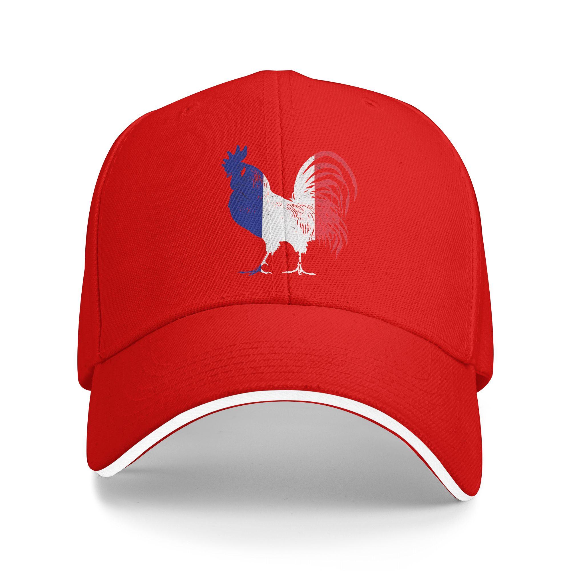 France Flag Rooster Baseball Cap Outdoor Gym Sun Trucker Hat FeUnisex Unisex Casual Print Baseball Caps One Size