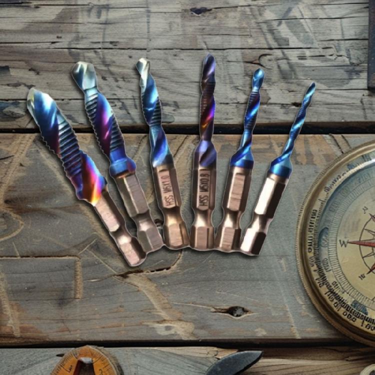 Hex Shanks Metric Tap Drill Bits 3 to M10 Titaniums Plated HSS for Easy Hole Tapping Chamfering