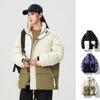 Cuello alto Combinación de colores Ropa acolchada de algodón para hombre Invierno Engrosada Cálida Ropa tipo pan Ropa de invierno acolchada de algodón para parejas Chaquetas para hombre