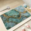 Luxury Gold Foil Orange Marble Print Doormat Soft Non-Slip Golden Fluid Art Floor Carpet Modern Kitchen Living Room Entryway Rug
