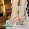 Bow, Thin Heel, High-heeled Shoes with Feminine Temperament, Empty Back Strap, Women's Single Shoes