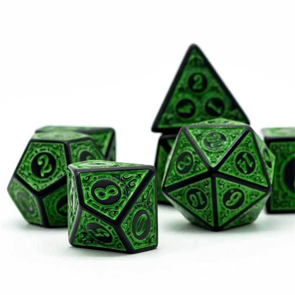 High Quality Plastic Dnd Dice Set 7Pcs Rpg Tabletop Gaming Dice With Unique Patterns & Retro Font - Free Shipping