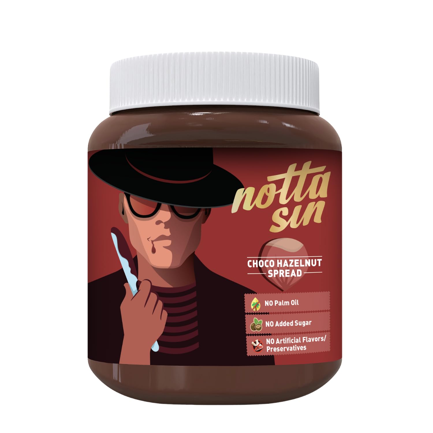 Notta Sin Choco Hazelnut Spread | No Palm Oil | No Added Sugar - Contains Monk Fruit & Stevia | No Artificial Flavors/Preservatives | Extra Chocola