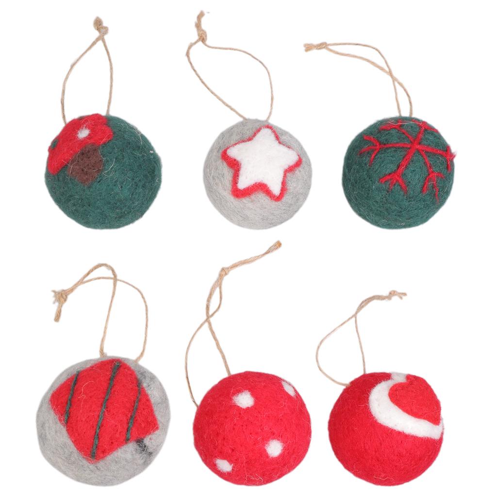 6pcs Felt Christmas Ball Pendant Christmas Tree Decor Supplies Household for Wedding Birthday Party Background Decor