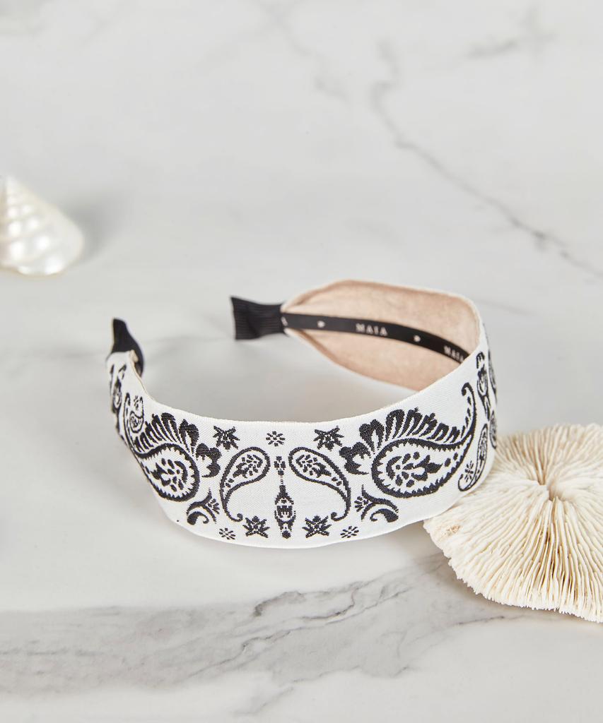 Maia Paisley Hairband - Plain Black