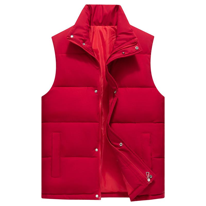 

Жилет с воротником-стойкой для активности тела на осень и зиму с удобрением для увеличения толщины, безрукавный жилет с хлопковой подкладкой, пальто. M красный