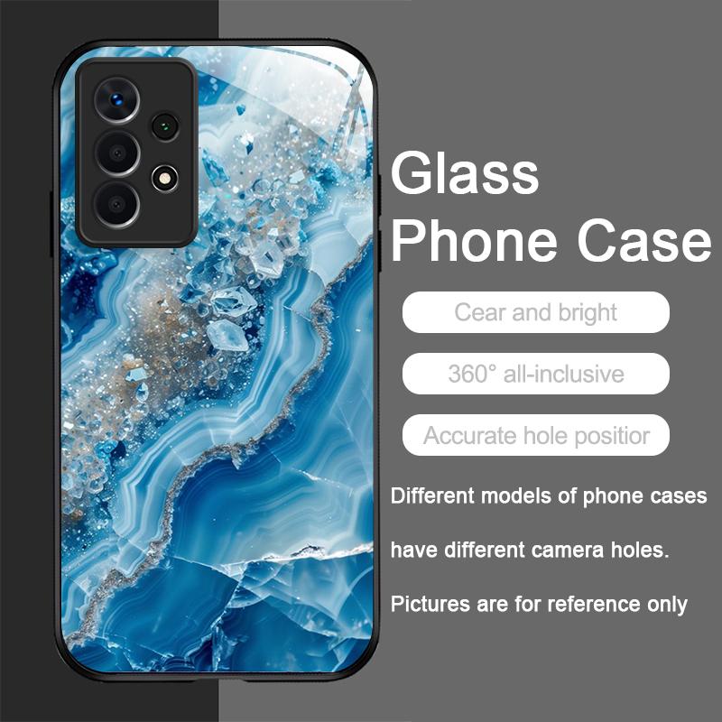 Luxury Marble Gemstone Pattern Tempered Glass Phone Case for Samsung Galaxy S25 Ultra S24 S23 Plus S22 S21 S20 FE A56 Hard Cover