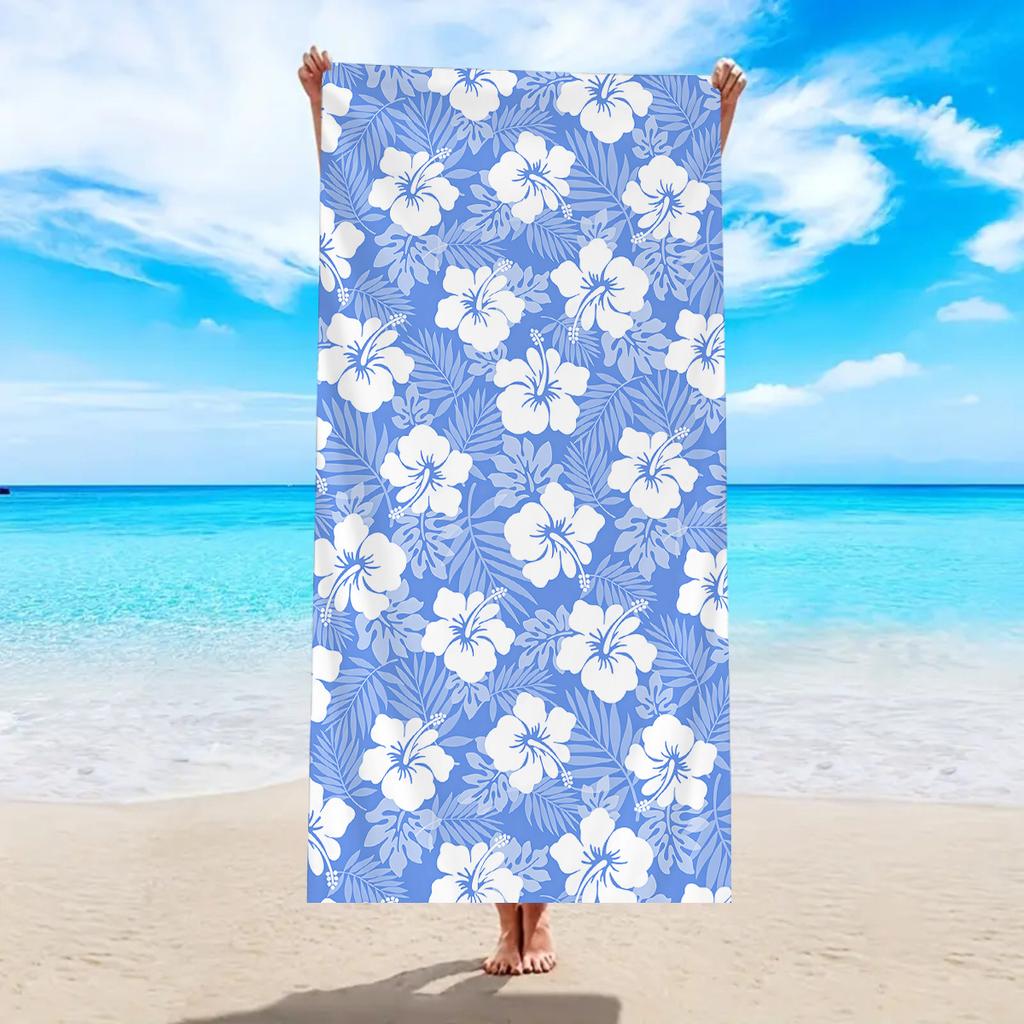 1 Stück Hibiskus Strandtuch, ultrafeine Faser schnell trocknend saugfähiges Badetuch, Outdoor Schwimm Sport Strandtuch