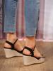 2024 Damen Sommer Koreanische Keilabsatz Peeptoe Römersandalen mit Schnalle