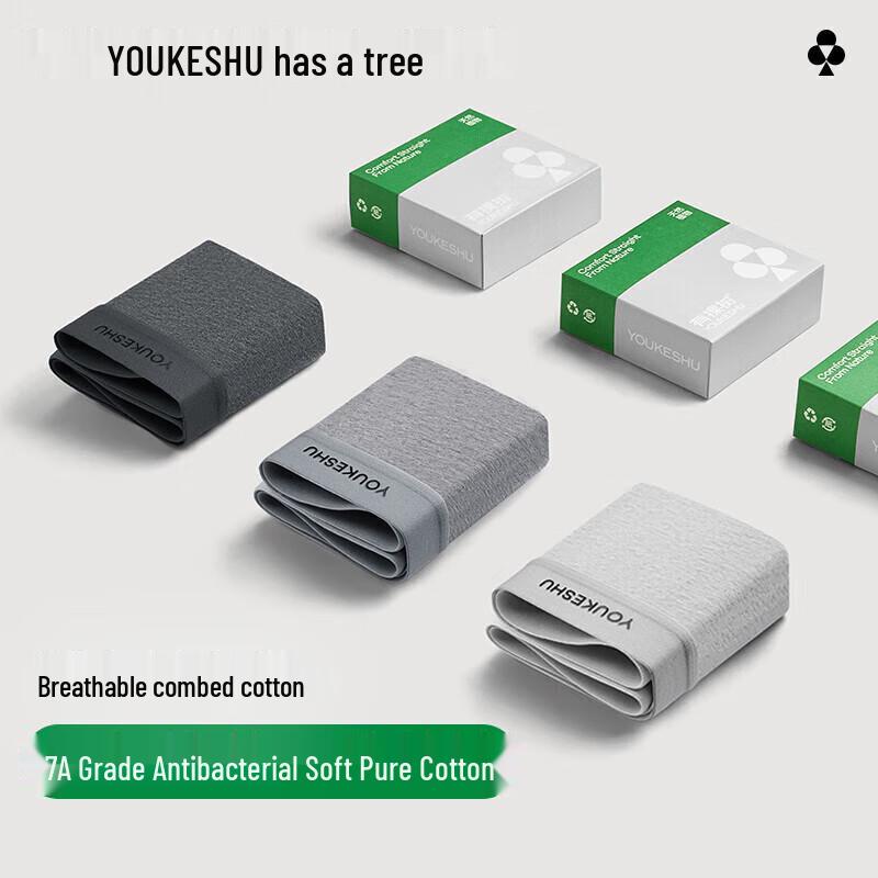 

Youkeshu Мужские боксеры-брифы из чистого хлопка 7A с антибактериальным эффектом 3XL