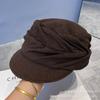 Cotton and Linen Pleated Peaked Cap Women's Autumn and Winter Warm Face Small Equestrian Hat Versatile Painter Newsboy Hat