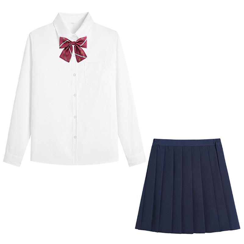 Weißes Langarmshirt in Übergröße für Damen - Abschluss High School Uniform JK Stil Top