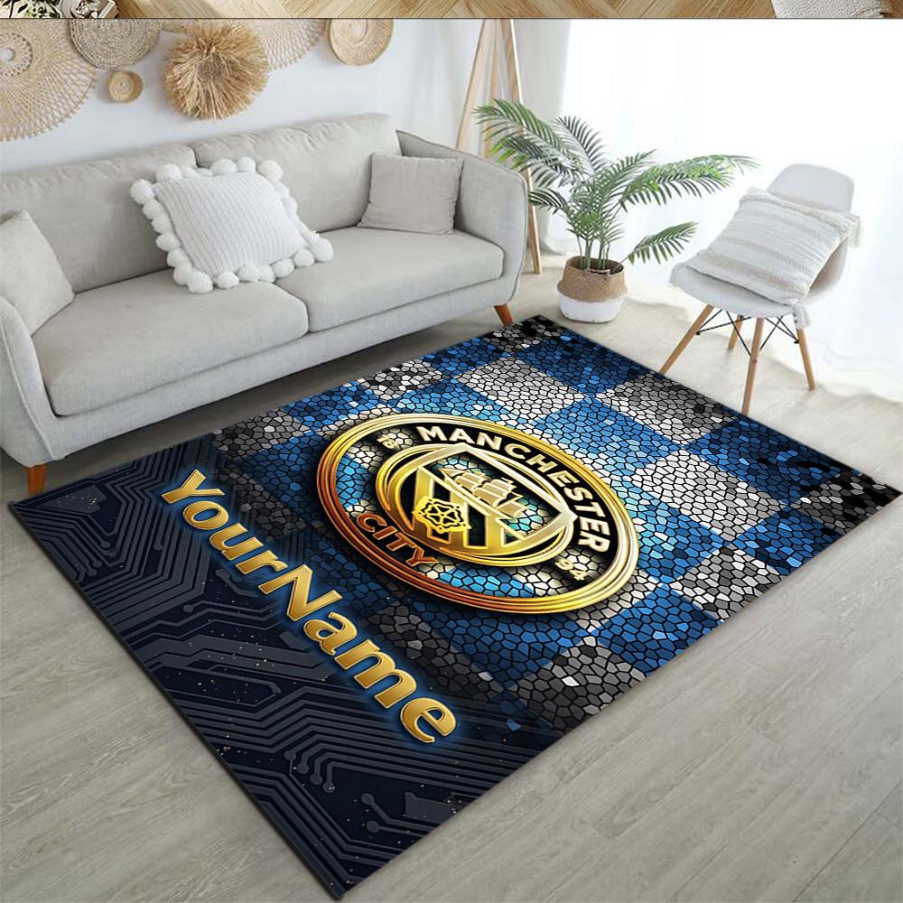 Manchester City Personalized Name Carpet Suitable for Balcony Game Room Outdoor Kitchen Antislip Carpet Decorate Offices