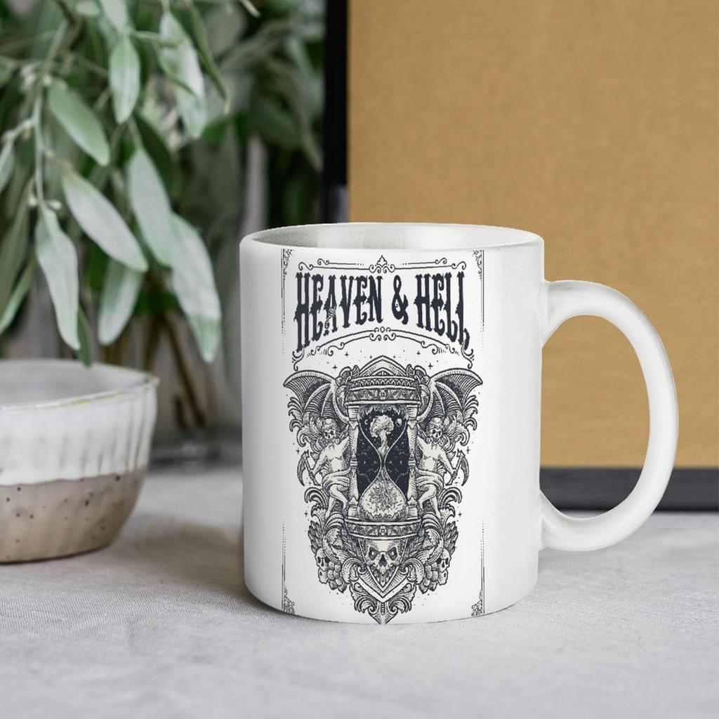 11oz Weiße Keramiktasse mit Hitzebeständigem Körper und Beidseitigem Druck, Glatter Griff für Heiße Getränke und Bürogebrauch